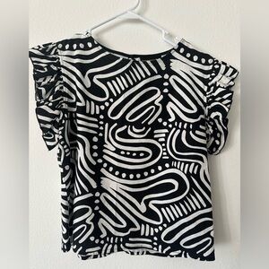 Nooworks Black and White Abstract Blouse